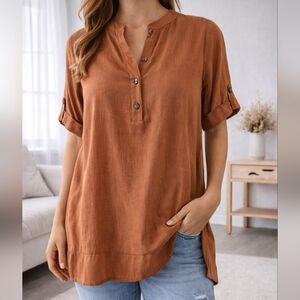 Women's‎ Parallel Skies Brown Blouse Tunic Size M
